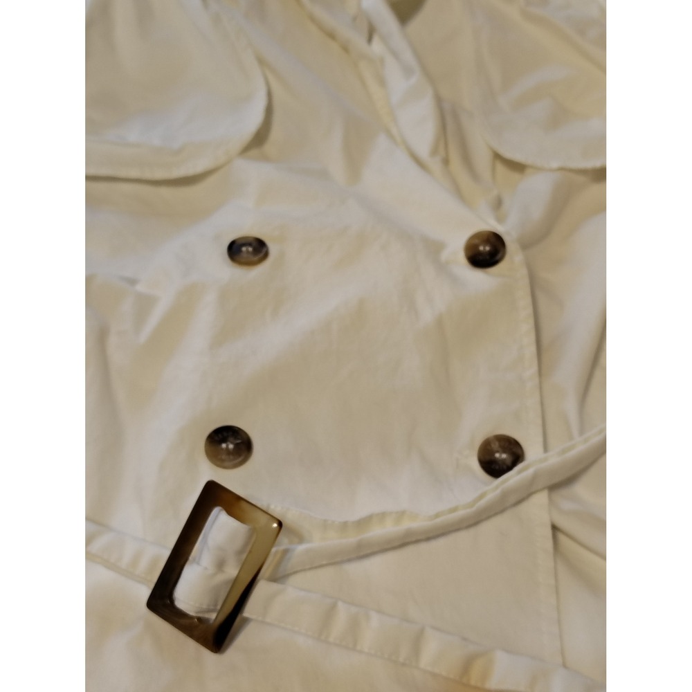YARGICI White Double Breasted Trench Light Jacket Women's Outerwear Size Small - Picture 3 of 8